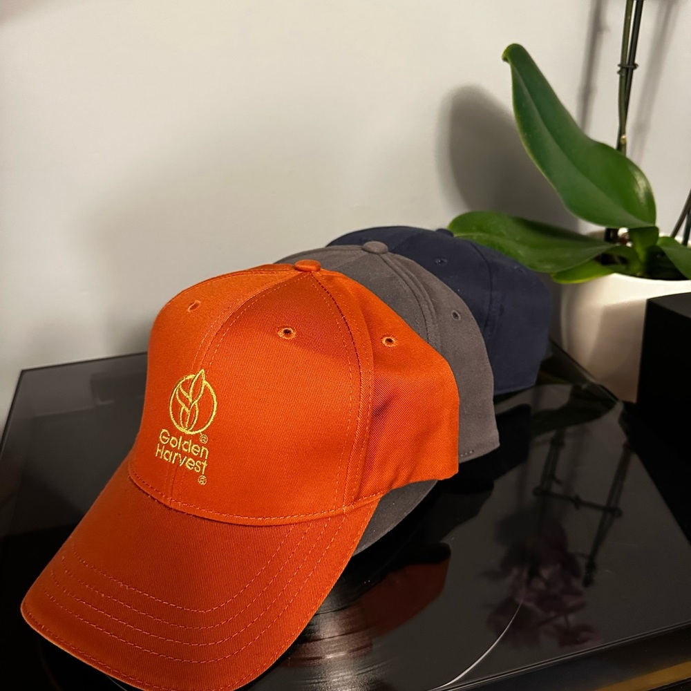 Cap Collection - Orange Harvest Cap, Grey Westside Choppers Cap, Blue Cap